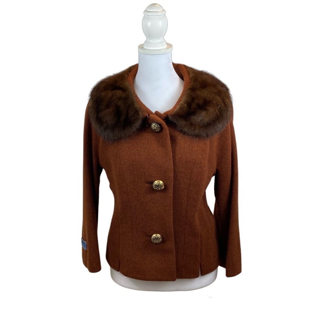 Rare New With Tags Vintage 50’s Rothmoor Wool Cropped a jacket with Fur Collar M